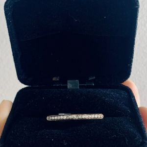 Authentic Monica Vinader diamond and gold stacking ring size 6.25